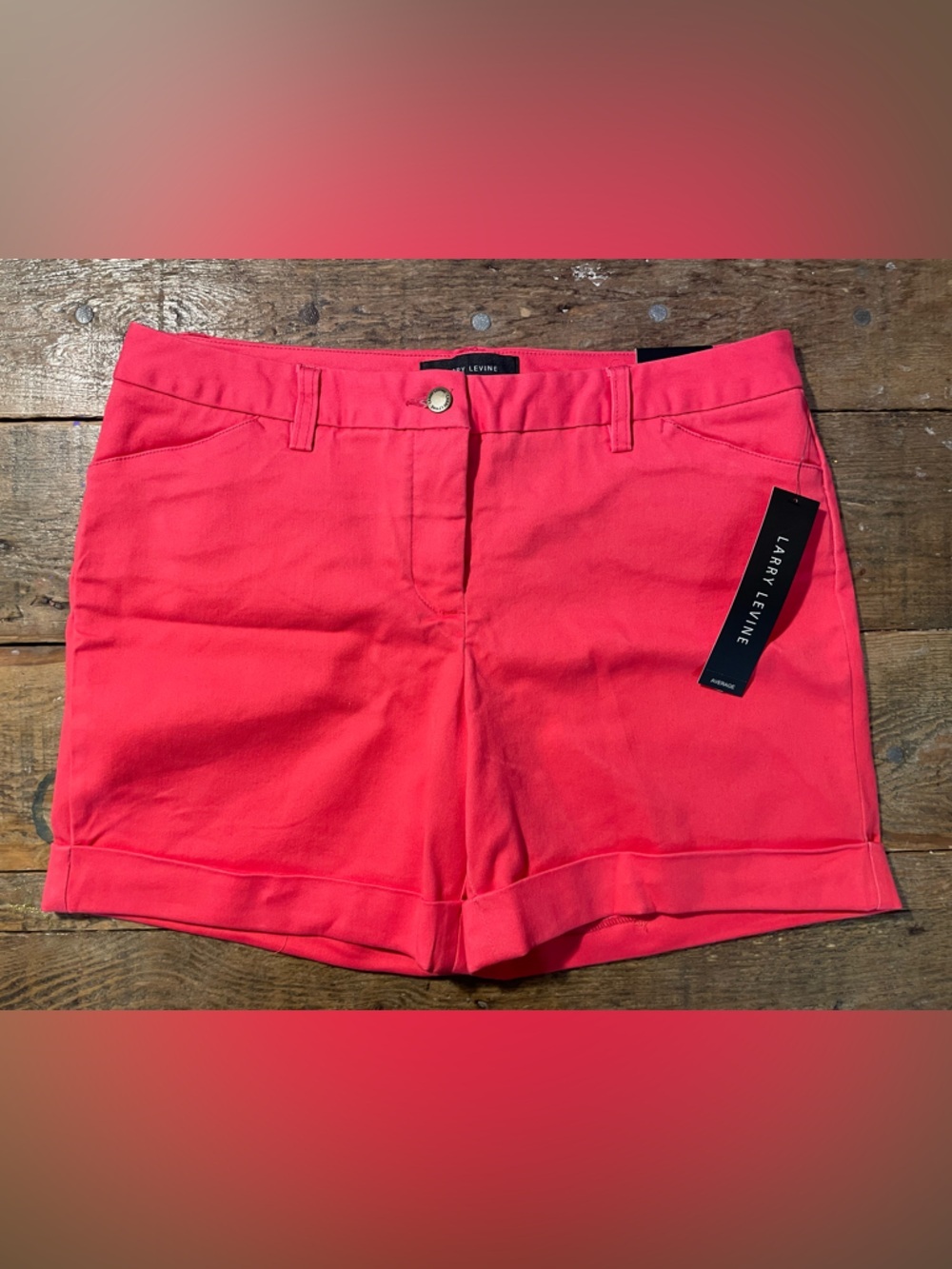 Larry Levine Coral Pink Women's Cuffed Shorts